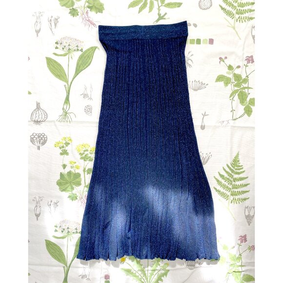 Other Stories Glittery Pleat Rib Midi Skirt Navy Size XS - Picture 4 of 9
